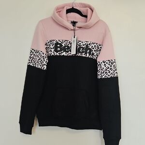 Bench Pink and Black Sweatshirt with Leopard Print